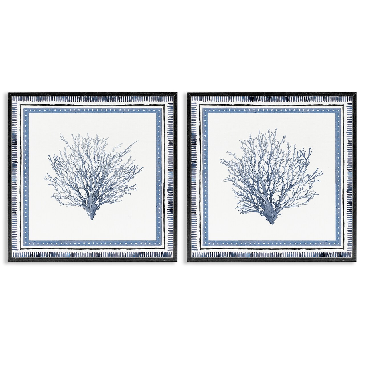 Stupell Industries Maritime Coral Tendrils 2pc Framed Giclee Set Design by Lanie Loreth